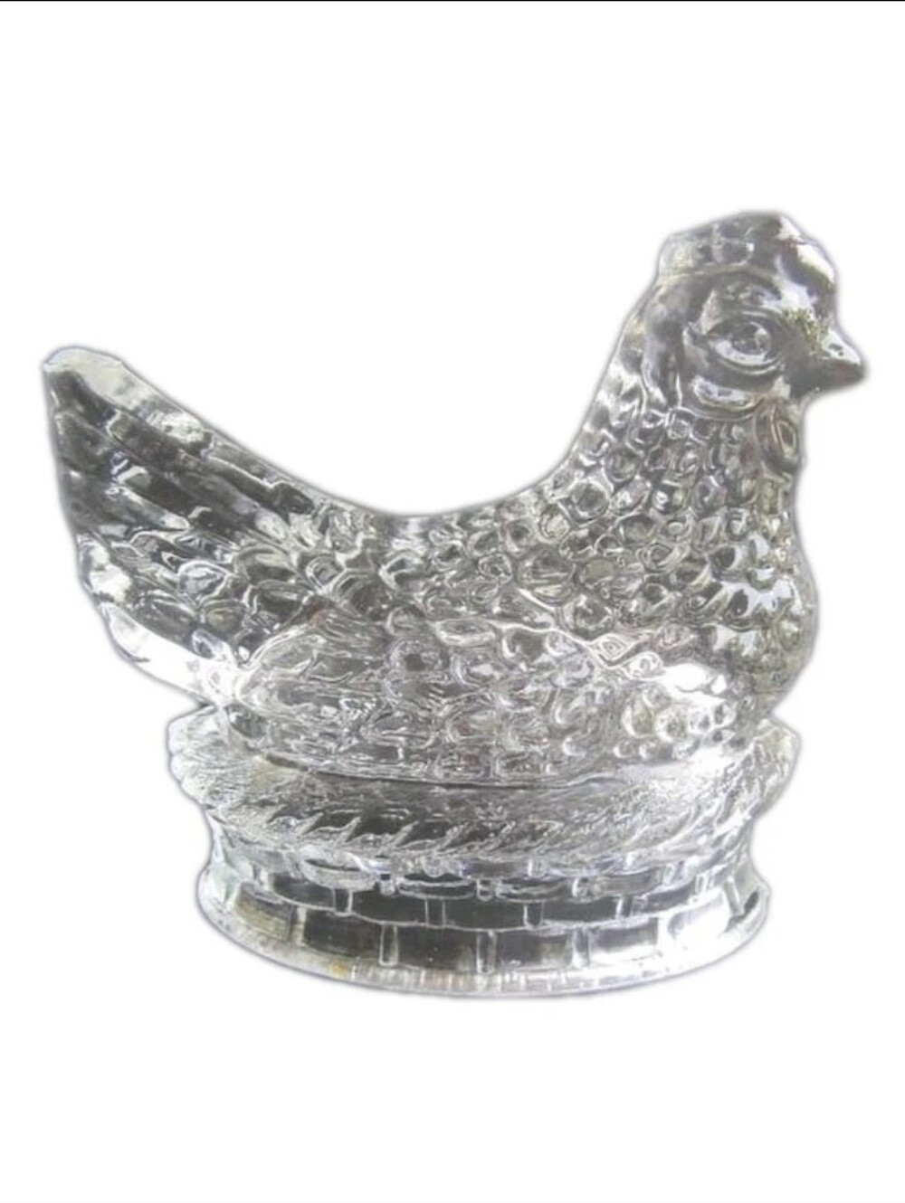 Vintage J. H. Millstein Co Vintage Pressed Glass HEN ON THE NEST Clear Heavy